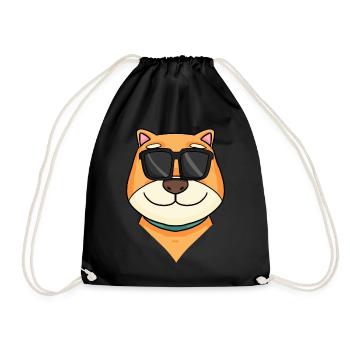 Shiba Inu dog cool - Drawstring Bag - black - Front