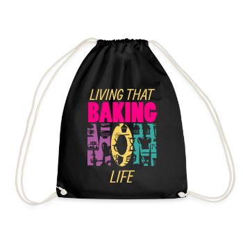 Living That Baking Mom Life Baker Mama - Drawstring Bag - black - Front