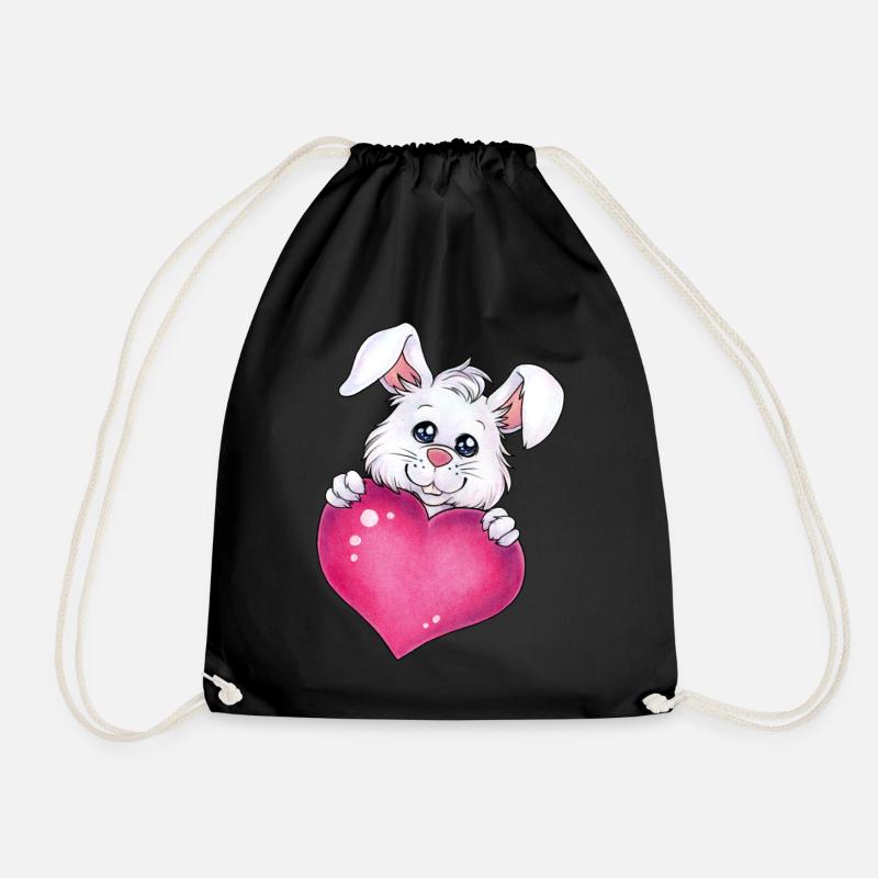 Niedlicher Hase Herz Liebe Geschenk Valentinstag - Turnbeutel - Schwarz