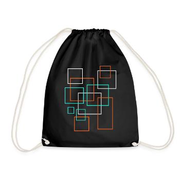 Squares Decoration Pattern - Drawstring Bag - black - Front