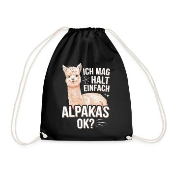 Alpaca llama alpacas animal - Drawstring Bag - black - Front
