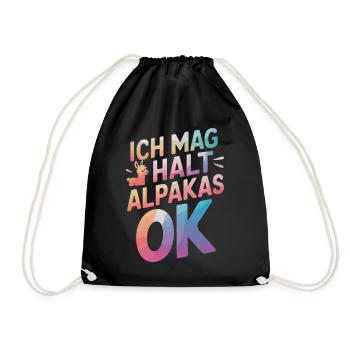 Alpaca llama alpacas animal - Drawstring Bag - black - Front