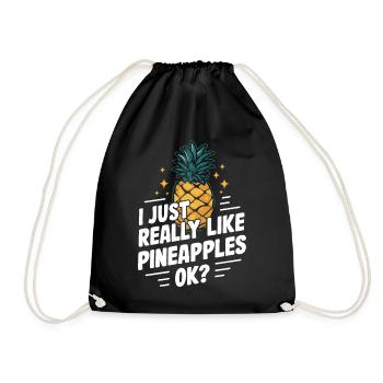 Ananas tropische hawaiianische Frucht - Turnbeutel - Schwarz - Vorne