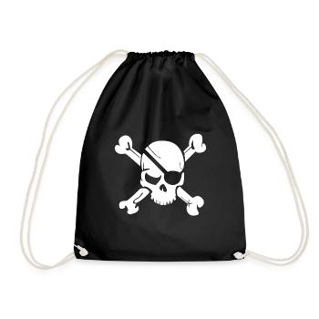 Deaths Head Skull Pirate Skull - Drawstring Bag - black - Front
