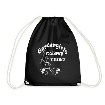Funny Garden Woman Gardening - Drawstring Bag - black - Front