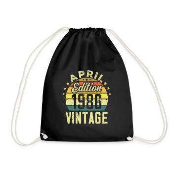 Millésime Avril 1986 - Cadeau Anniversaire 1986 - Sac de sport léger - noir - Devant