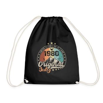 Juli 1980 Jubiläum Geschenkidee Juli 1980 - Turnbeutel - Schwarz - Vorne
