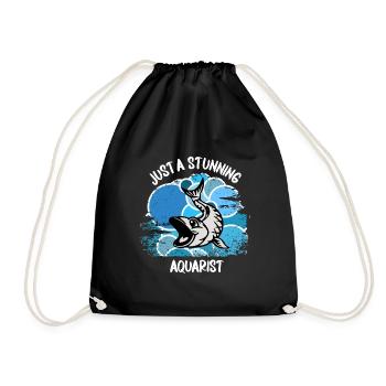 Aquarium Aquarianer Fische Zierfische Aquaristik - Turnbeutel - Schwarz - Vorne