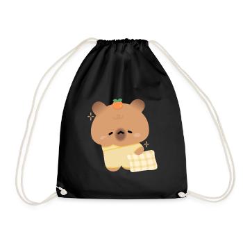 Sleepy Capybara - Drawstring Bag - black - Front