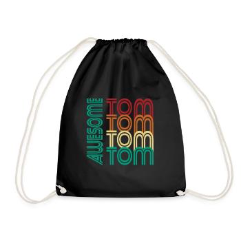 TOM Awesome first name T-shirt personalized gift tom - Drawstring Bag - black - Front