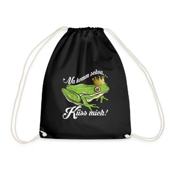 Küss mich | Froschkönig - Turnbeutel - Schwarz - Vorne