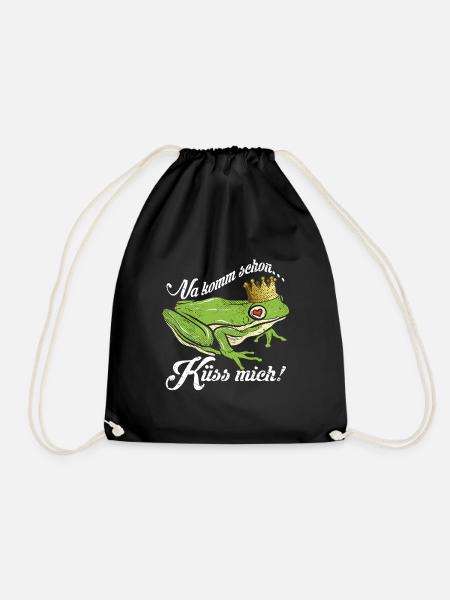Küss mich | Froschkönig - Turnbeutel - Schwarz