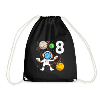 Little astronaut birthday 8 years old - Drawstring Bag - black - Front