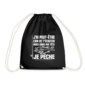 Dans ma tête je pêche / Pêcheur humour - Sac de sport léger - noir - Devant