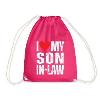 I Love My Son in Law - Drawstring Bag - fuchsia - Front