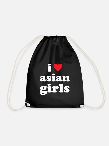 I Love Asian Girls - Drawstring Bag - black