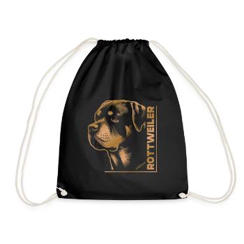 ROTTWEILER Zeichnung Kopf gold - Turnbeutel - Schwarz - Vorne