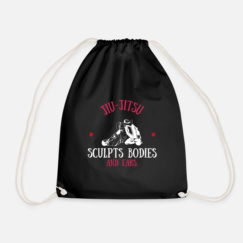 jiu jitsu sculpts bodies and ears - Drawstring Bag - black