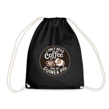 Need coffee and my guinea pig - Drawstring Bag - black - Front