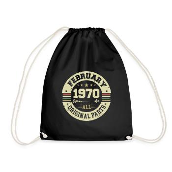 Février 1970 Vintage Cadeau d’anniversaire Années 1970 - Sac de sport léger - noir - Devant