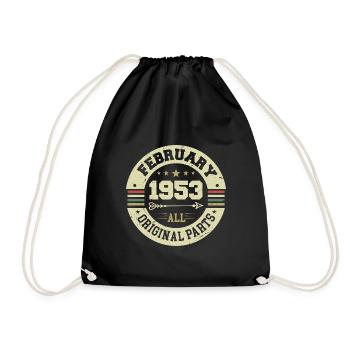 Février 1953 Vintage Cadeau d’anniversaire 1953 - Sac de sport léger - noir - Devant