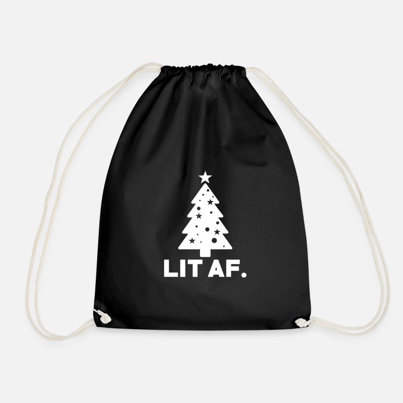 LIT AF. gift - Drawstring Bag - black