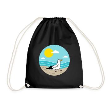 Möwe am Meer - Turnbeutel - Schwarz - Vorne