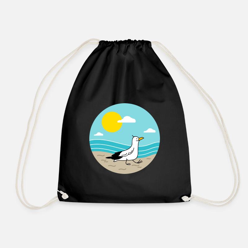 Möwe am Meer - Turnbeutel - Schwarz