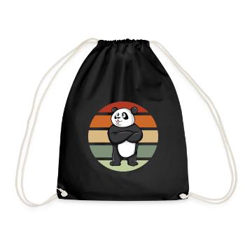 Panda sticks out his tongue - Drawstring Bag - black - Front