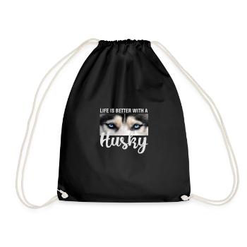 Das Leben ist besser mit einem Husky - Turnbeutel - Schwarz - Vorne
