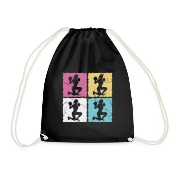 Woman at the dumbbell workout in the gym - Drawstring Bag - black - Front