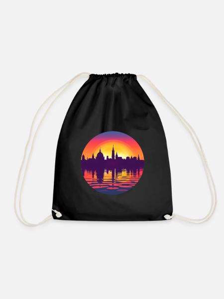 Halle Skyline - Turnbeutel - Schwarz