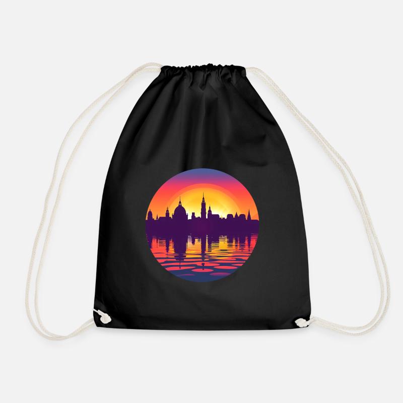 Halle Skyline - Turnbeutel - Schwarz