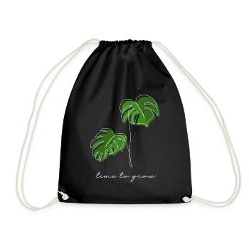 Monstera, Lineart, plant, Pflanze, Leaf, Minimal - Turnbeutel - Schwarz - Vorne