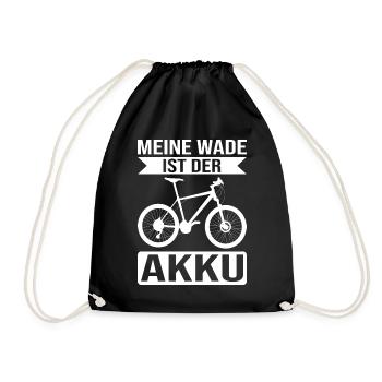 Meine Wade ist der Akku Fahrrad Spruch - Turnbeutel - Schwarz - Vorne