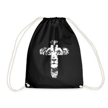 Löwenkreuz-Design für gläubige Christen - Turnbeutel - Schwarz - Vorne