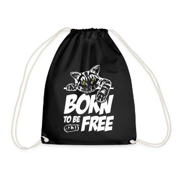 Cat Lover Born To Be Free - Turnbeutel - Schwarz - Vorne