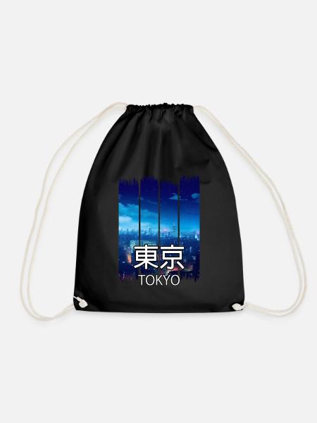 Tokyo City Sykline bei Nacht – Anime-Shirt - Turnbeutel - Schwarz