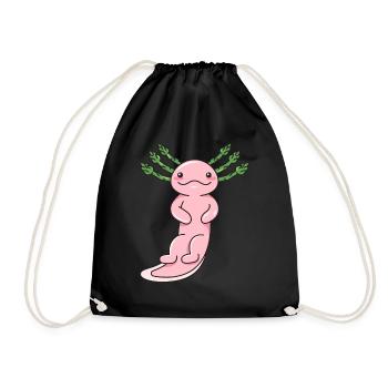 Axolotl Spargel Design für Axolotl-Liebhaber - Turnbeutel - Schwarz - Vorne