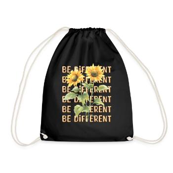 BE DIFFERENT Sunflower Self Love Positivity - Drawstring Bag - black - Front