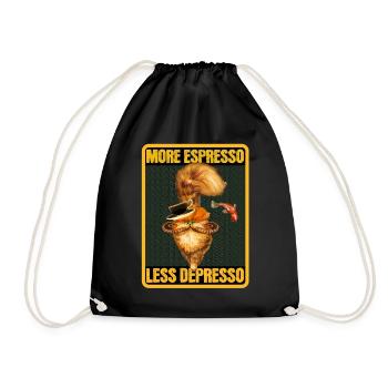 More Espresso Less Depresso - Funny Coffee Cat - Drawstring Bag - black - Front