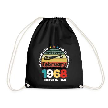 56 Years Old Made In 1968 Vintage February 1968 - Drawstring Bag - black - Front