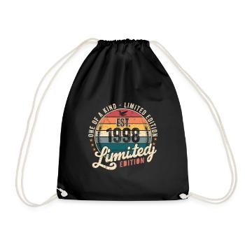 Geburtstagsgeschenk 1998 Jahrgang 1998 Retro 1998 - Turnbeutel - Schwarz - Vorne