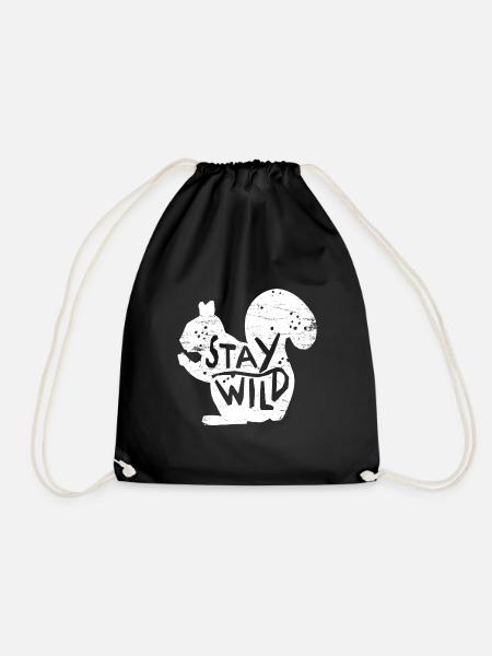 squirrel - Drawstring Bag - black
