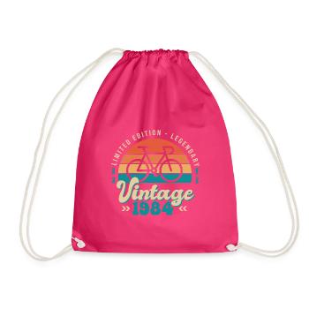 1984 Anniversary Bicycle Cyclist Born in 1984 - Drawstring Bag - fuchsia - Front