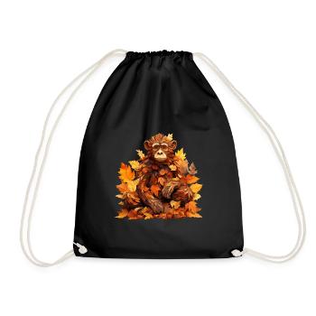 Chimpanzee lifts colorful foliage - Unique image - Drawstring Bag - black - Front