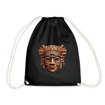 Sculpté orné aztèque, maya, masque inca - Sac de sport léger - noir - Devant