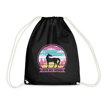 I love my horse - Drawstring Bag - black - Front