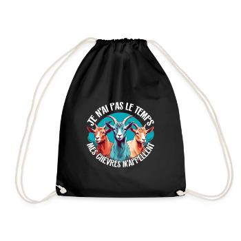 Je n'ai pas le temps - mes chèvres m'appellent - Sac de sport léger - noir - Devant