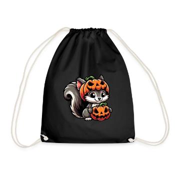 Halloween kürbis eichhörnchen lustig oktober herbs - Turnbeutel - Schwarz - Vorne
